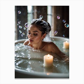 Bride In A Bubble Bath Canvas Print