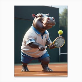 Hippo Tennis Canvas Print