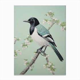 Ohara Koson Inspired Bird Painting Magpie 7 Canvas Print