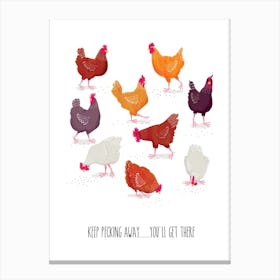 Keep Pecking Away Farm Kitchen Chickens Canvas Print