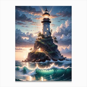 A Lighthouse In The Middle Of The Ocean 75 Canvas Print