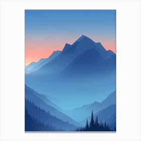Misty Mountains Vertical Composition In Blue Tone 189 Canvas Print