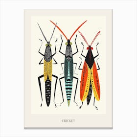 Colourful Insect Illustration Cricket 4 Poster Canvas Print