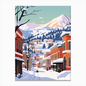 Retro Winter Illustration Aspen Colorado Canvas Print
