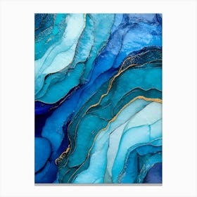 Blue And Gold Abstract Painting 2 Lienzo