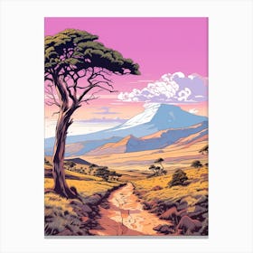 Mount Kilimanjaro Tanzania 2 Hike Illustration Canvas Print