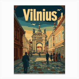 Aihrgdesign A Retro Travel Poster For Vilnius 4 Canvas Print