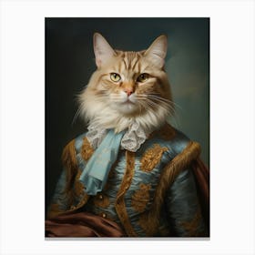 Royal Cat Portrait Rococo Style 5 Canvas Print