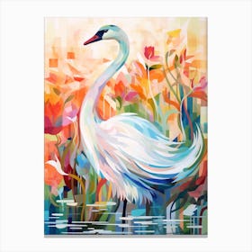 Bird Painting Collage Swan 1 Canvas Print