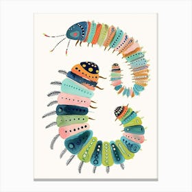 Colourful Insect Illustration Catepillar 1 Canvas Print
