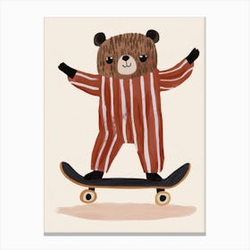 Bear On Skateboard, nursery wall art, kids room prints, playroom decor Canvas Print