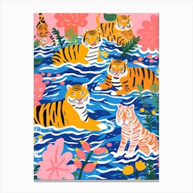 Tiger In The Water Canvas Print