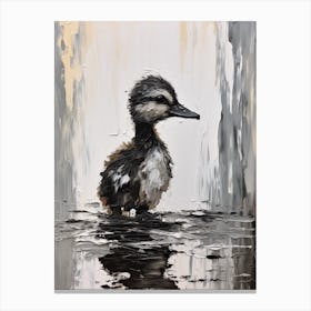 Feathered Duckling Impasto Painting Canvas Print