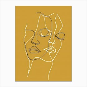 Simplicity Lines Woman Abstract In Yellow 9 Canvas Print