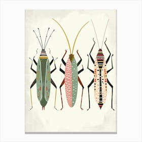 Colourful Insect Illustration Katydid 5 Canvas Print