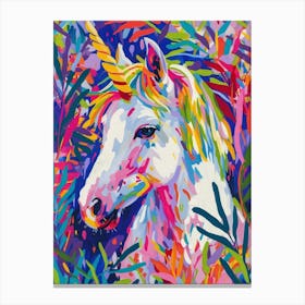 Floral Unicorn In The Meadow Floral Fauvism Inspired 4 Canvas Print