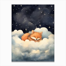 Baby Fox 6 Sleeping In The Clouds Canvas Print
