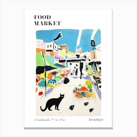 The Food Market In Brooklyn 3 Illustration Poster Canvas Print