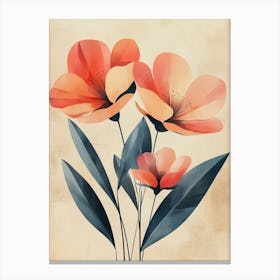 Three Orange Flowers 1 Canvas Print