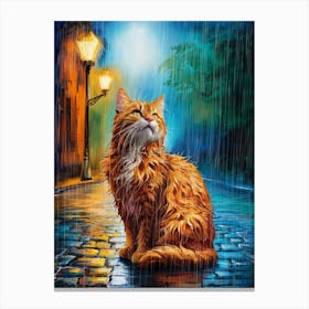 Cat In The Rain 2 Canvas Print