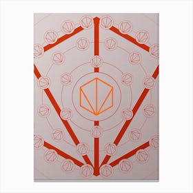 Geometric Abstract Glyph Circle Array in Tomato Red n.0102 Canvas Print