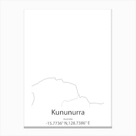 Kununurra,Australia Minimalist Map Canvas Print