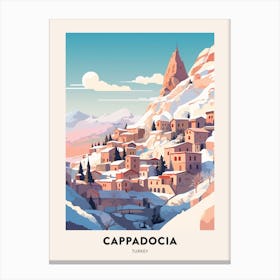 Vintage Winter Travel Poster Cappadocia Turkey 2 Canvas Print