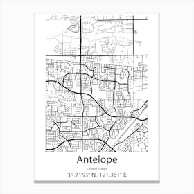 Antelope,United States Minimalist Map Canvas Print