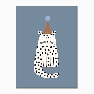 Little Leopard Blue Canvas Print
