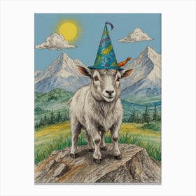 Goat In A Party Hat Canvas Print