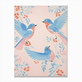Vintage Japanese Inspired Bird Print Eastern Bluebird 4 Canvas Print