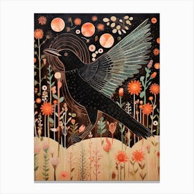Blackbird 1 Detailed Bird Painting Canvas Print