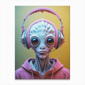 Alien With Headphones 2 Canvas Print