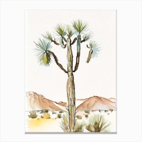 Joshua Trees In Desert Minimilist Watercolour  (1) Canvas Print