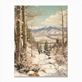 Vintage Winter Illustration Aspen Colorado 3 Canvas Print