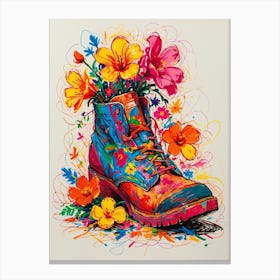 Flowers In A Boot 1 Canvas Print