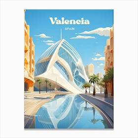 Valencia Spain Architecture Travel Illustration Canvas Print