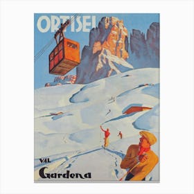 Ortisei in Val Gardena Italy Print Vintage Ski Poster Canvas Print