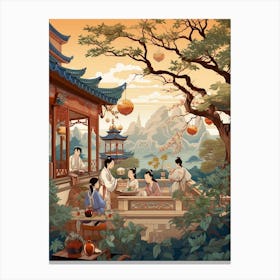 Chinese Tea Culture Vintage Illustration 2 Canvas Print