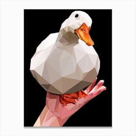 Low Poly Duck on palm meme Canvas Print
