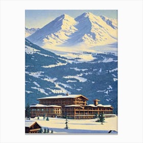Les Arcs, France Ski Resort Vintage Landscape 2 Skiing Poster Canvas Print