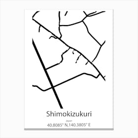 Shimokizukuri,Japan Minimalist Map Canvas Print