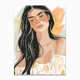 Asian Girl Illustration Canvas Print