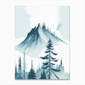 Mountain And Forest In Minimalist Watercolor Vertical Composition 300 Canvas Print