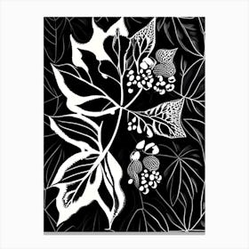 Bayberry Leaf Linocut Canvas Print