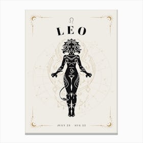 Leo Zodiac Celestial Woman Canvas Print