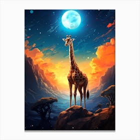 Giraffe In The Night Sky Canvas Print