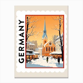 Retro Winter Stamp Poster Munich Germany 1 Canvas Print