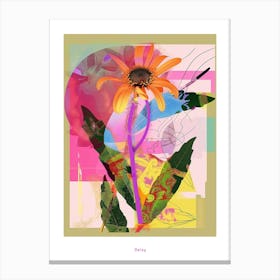 Daisy 1 Neon Flower Collage Poster Canvas Print