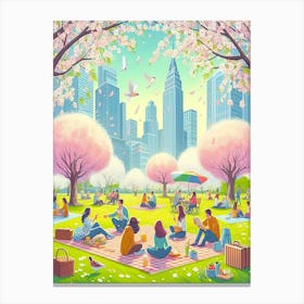 Cherry Blossoms In The Park Canvas Print